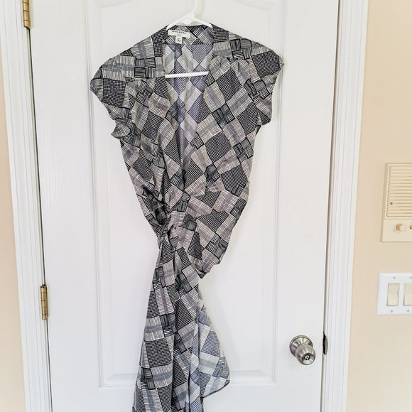 Banana Republic Petite Geometric Wrap Dress 8P - Picture 1 of 5